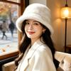Winter Plush Bucket Hat Women's Warm Windproof Dome Solid Color Simple Fresh Sweet Hat Women's Bucket Hat