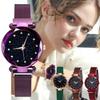 Stainless Steel Magnetic Mesh Belt Women Watch Starry Sky Quartz Watch