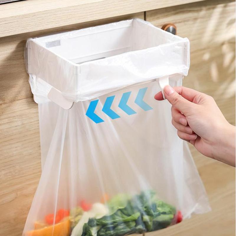 Magnetic Attraction Hanging Trash Bag Holder Foldable Garbage Bag Hanging Rack Home Kitchen Bathroom Portable Storage Rack