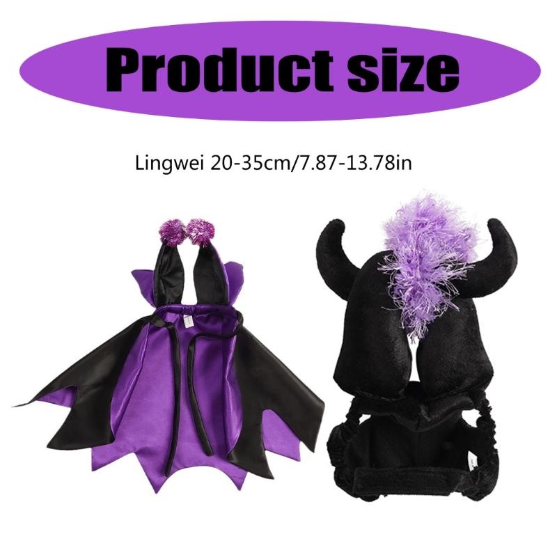 Dog Witch Costume/Devil Horn Hat for Pet Halloween Theme Party Dogs Costume Cloak for Small Cats Dog Cosplay Party Outfit