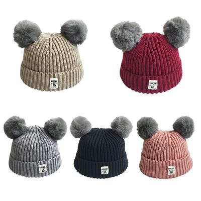 Hat Autumn Baby Girls Boys Winter Warm Para Bebe Cotton Ball Kids Knitted Beanies Hat