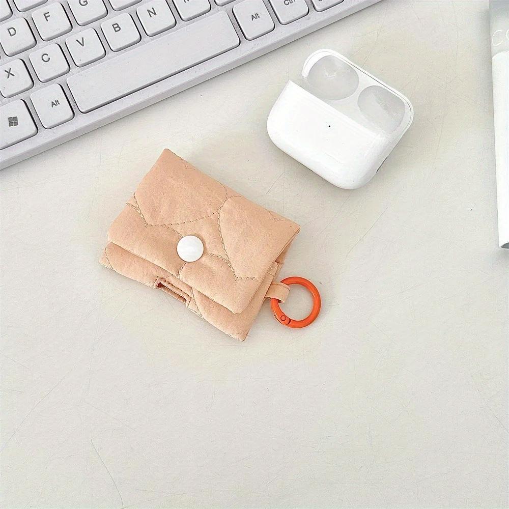 Earphone Bag with Buckle Soft Cloth Data Cable Bag Coin Purse Lightweight Earphone Case