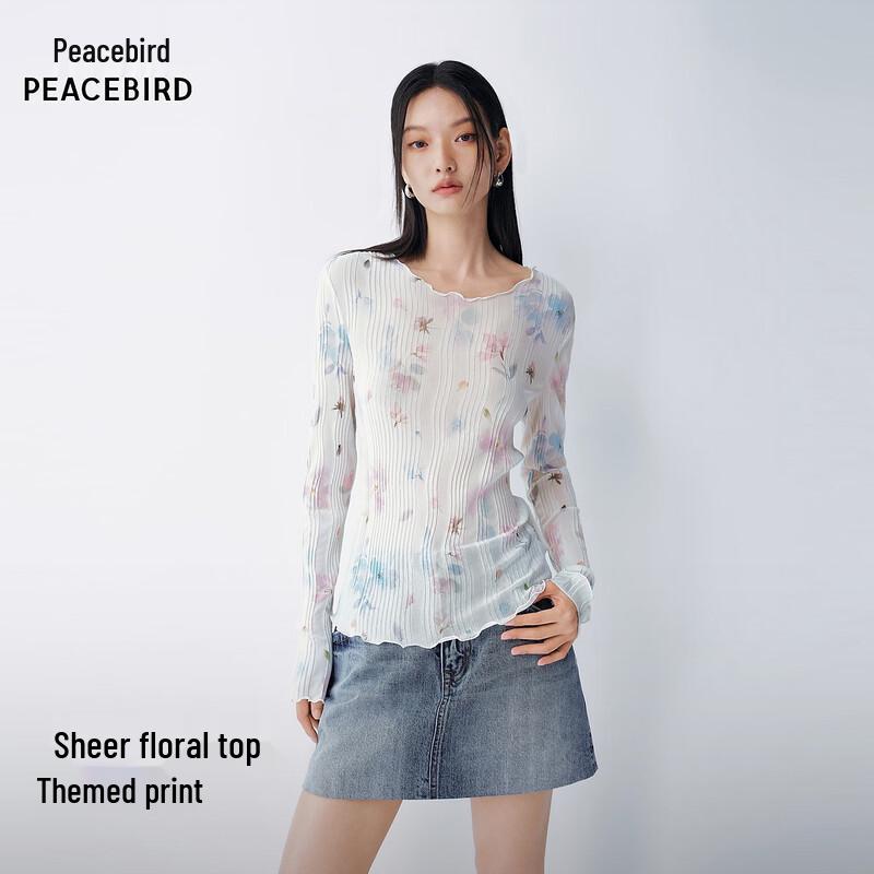 Peacebird Women s Printed Round Neck Top AACDG2397 L