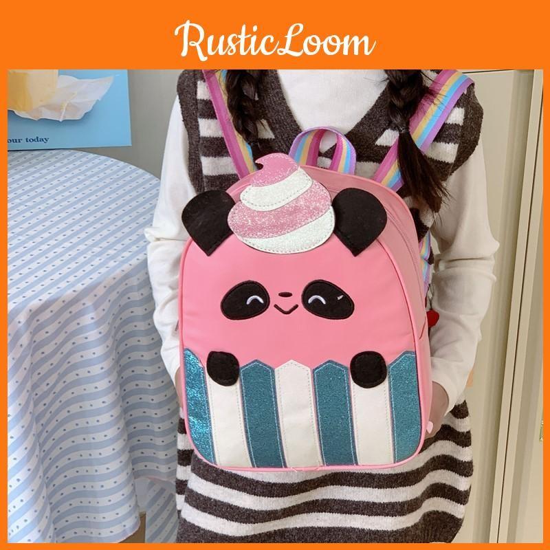 Panda Line Cartoon Girls Toddler Backpack With Fashion Sequins For Use School
