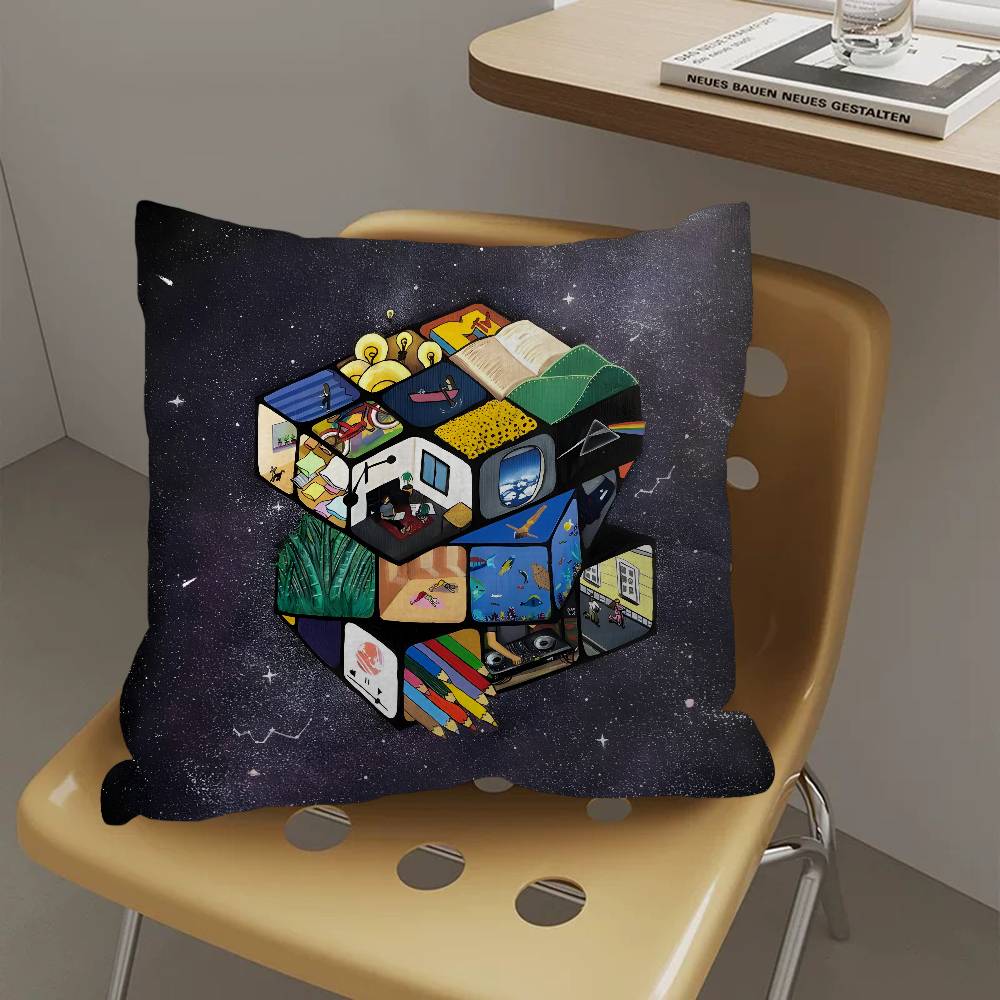 Car Living Room Sofa Cushion Cover Rubik'S Cube Cartoon Pattern Cushion Cover Luxury Home Decoration Pillow Cover