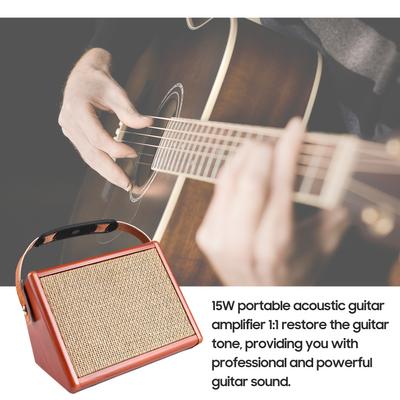 AC-15 15W Portable Acoustic Guitar Amplifier Amp BT Speaker with Microphone Input Supports Volume