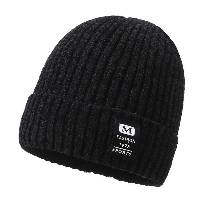 M Printing Letter Knitted Winter Beanie Hat Lightweight Warm Cap Fashion Gift