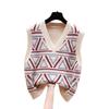 Vests Women V-neck Patchwork Korean Preppy Style Elegant All-match Femme Loose Harajuku Chic Sleeveless Sweaters Outwear Casual