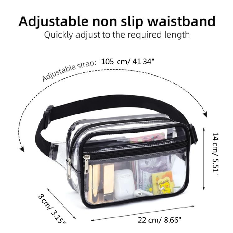 Transparent Chest Bag Crossbody Purse Belt Bag for Sports, Travel, Beach, Event