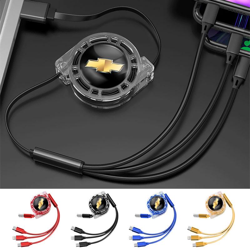3 in 1 Retractable Car Cable Multi Fast Charger Micro USB For Chevrolet Spark Captiva Cruze Tracker Orlando Trax Epica KB5