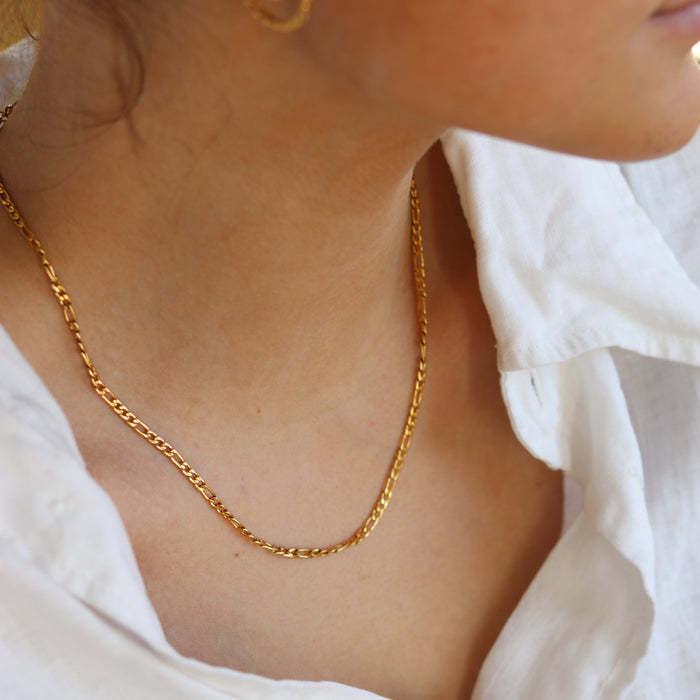 Women's Simple Figaro Chain Necklace - Elegant Designer Choker for a Subtle Look