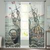 Sea Octopus Cthulhu Sheer Curtains for Living Room Modern Voile Curtain Bedroom Tulle Curtains Window Drapes Decor