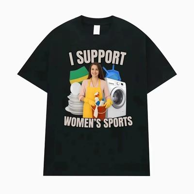 Aš remiu moterų sportą Juokingas Mėmės Grafinis Spaudinys Marškinėliai Vyrai Moterys Gatvės Stiliaus Mada Medvilninis Viršus Per dydį Laisvas Vasarinis Naujas T-shirt