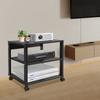 3-Tier Galvanized Steel AV Media Stand with 4 Wheels,Black Rectangular AV Media Stand 50*40*48.5cm for Study Rooms,Kitchens