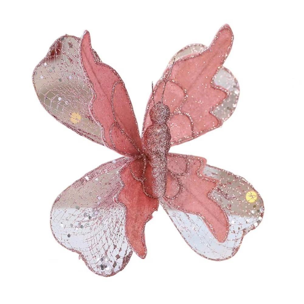 Glittered 3D Butterfly Decoration 20cm Simulated Butterfly Ornament New Year