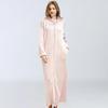 Ladies Hooded Dressing Gown Bath Robe Warm Soft Womens Fleece Zip Up Long Robes