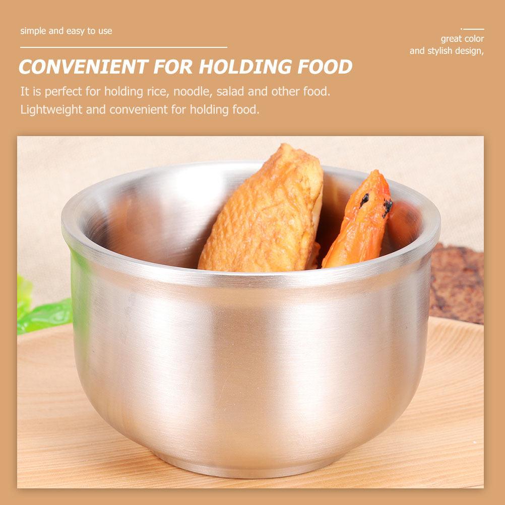 2Pcs Premium Stainless Steel Bowl Set Food-Safe Lightweight Rice Noodle Salad Cereal Soup Ramen Pasta Bowl Heat-Resistant