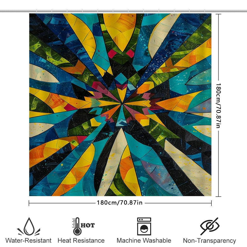 Colorful Geometric Shower Curtain Bathroom Decor Waterproof Fabric Shower Tarpaulin Various Sizes Available (175x203cm)