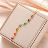 Dawapara Rainbow Seven Chakras Crystal Healing Necklace Chakra Protection Crystals Choker Spiral Charm Stainless Steel Jewelry