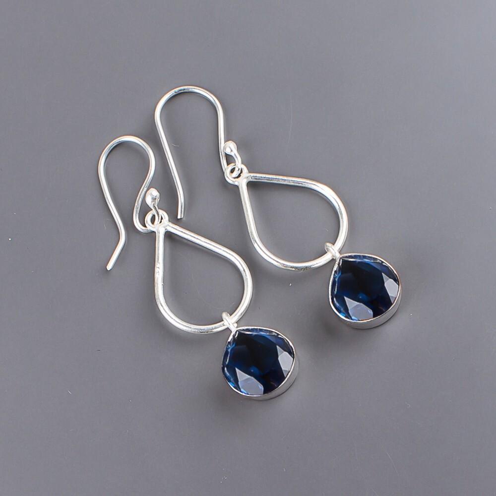 London Blue Topas Edelstein 925 Sterling Silber Schmuck Handgefertigte Ohrringe 1,90" EE-19-9