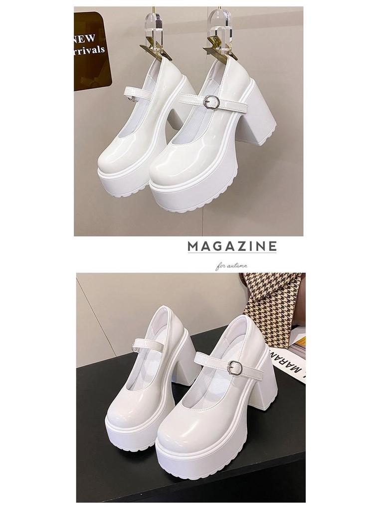 2023 Women's Retro Mary Jane Chunky Heel Leather Shoes - Height Boosting French Fashion