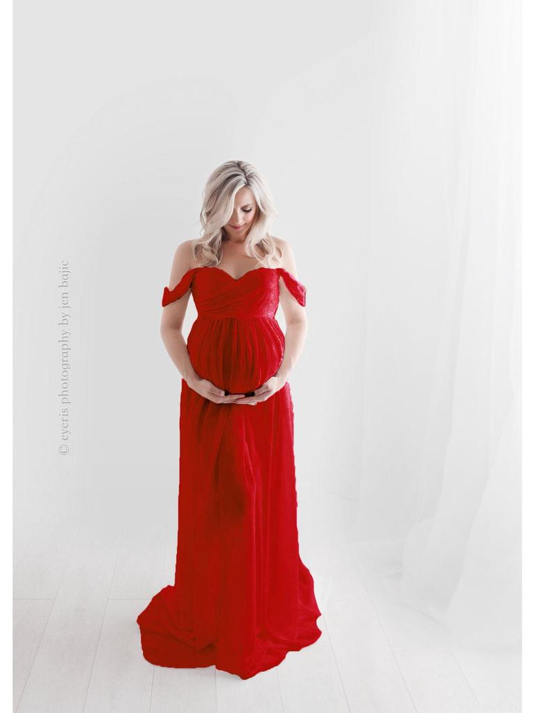 Robe Longue d'Photographie de Maternité à Ouverture Devant