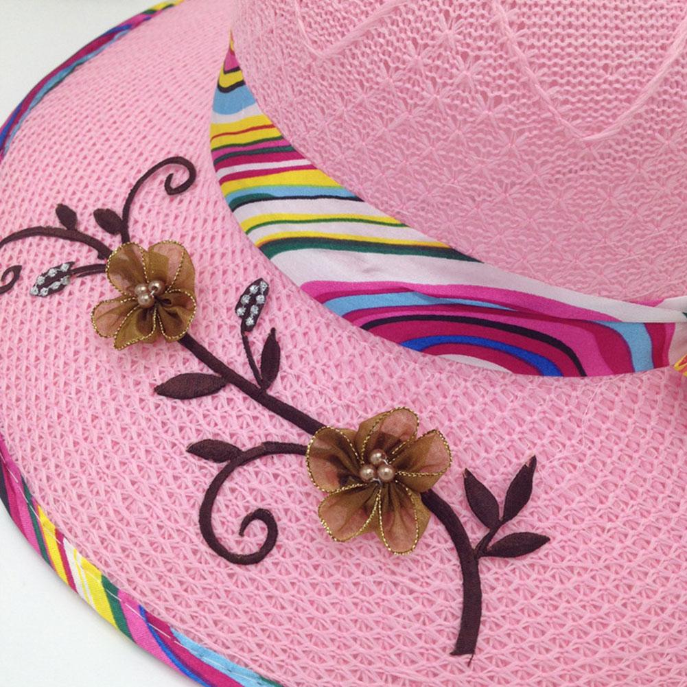 Summer Big Brim Classic Printed Foldable Fashion Knitted Hat Casual Outdoor Beach Women UV Protection
