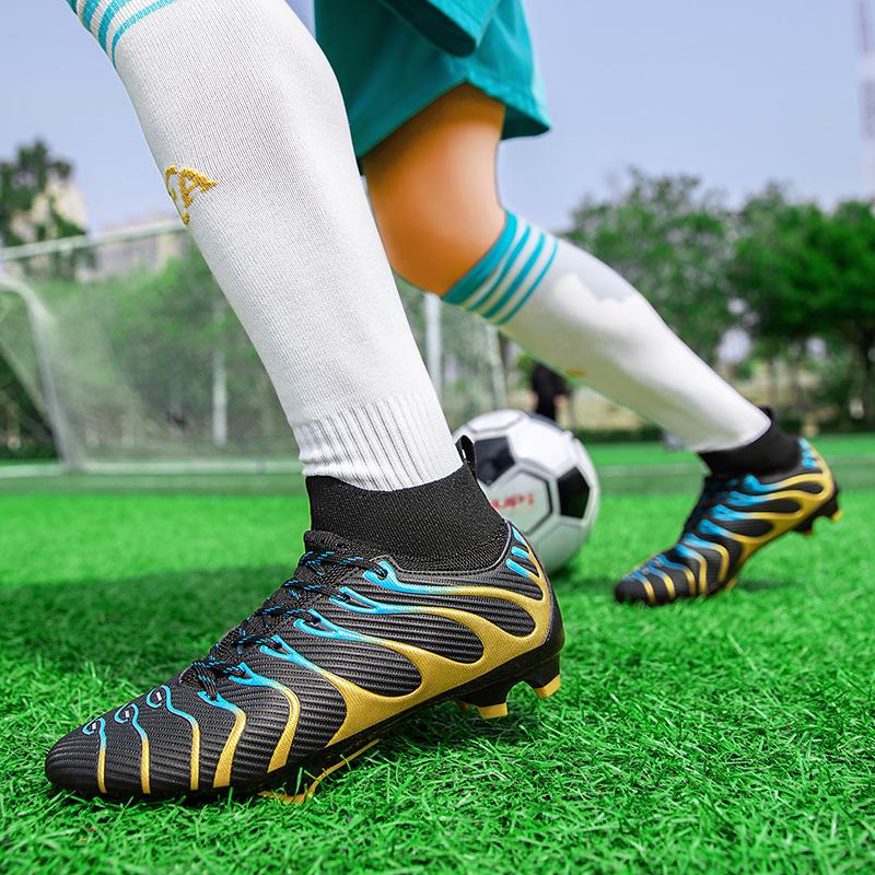 Herren High-Top-Fußballschuhe Große Größe Lange Nägel Leder Jungen Fußballschuhe Nageln Anti-Rutsch-Fußballschuhe