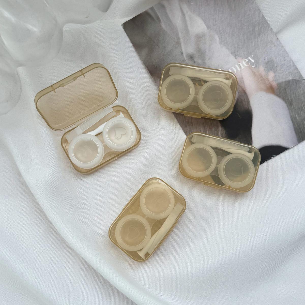 

Plastic Contact Lenses Case with Tweezers New Transparent Contact Lens Box Women Travel Colored Contacts Storage Container Box жовтий