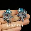 Fairy Sapphire Butterfly Flower Engely Beed with Diamond Sapphire Ear Shot Women's Ear Shot Versatile Casual Earrings