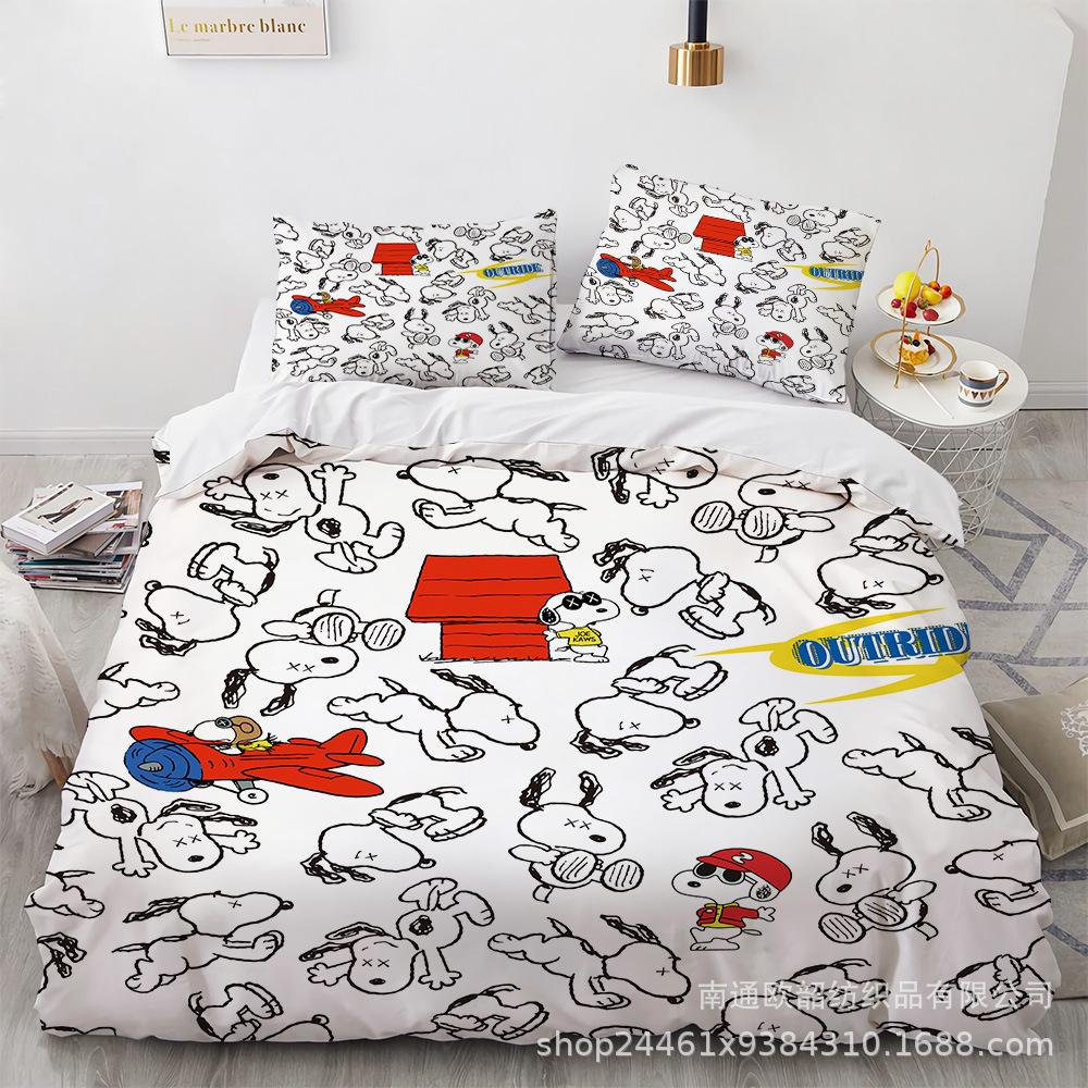 

Cartoon Snoopy Bedding Sets Comforter Quilt Bed Cover Duvet Cover Pillow Case 2-3 Pieces Sets Kids Adult Size Home Decor EU Single 135x200cm