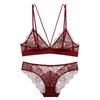 Lace Bra Set Women Soft Non-Wired 3/4 Cup Adjustable Straps Comfortable Breathable Lingerie