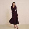 2025 Women's V-Neck Cardigan & Long Dress Set - Autumn/Winter European Style