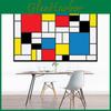 Red Yellow Blue Abstract Grid Artwork For Living Room Decor