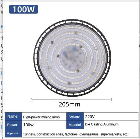 High Bay UFO LED 220V 100W 150W 200W Business Stadium Warehouse Garage Light Super Bright Industrial Lighting Mining Lamp