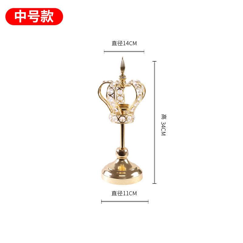 European crystal candlestick crown candlelight dinner scene decoration props living room golden ornaments retro luxury