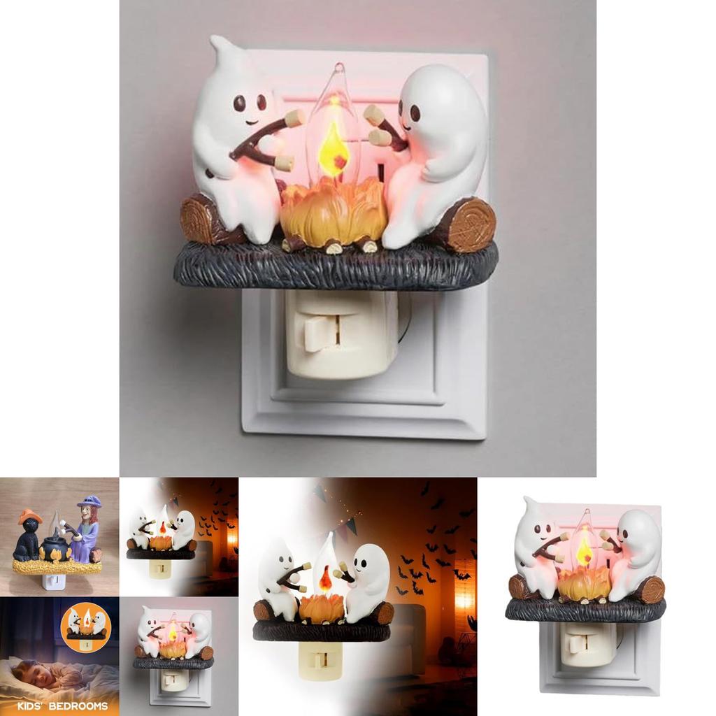Charming Resin Ghost Night Light With Witch Design For Spooky Halloween Parties