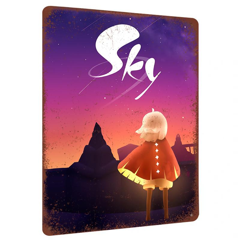 

Sky Children of the Light Custom Metal Wall Art Cartoon Character Starry Sky Landscape Home Decor Hanging Painting 20x30cm（7.8x11.8inch）