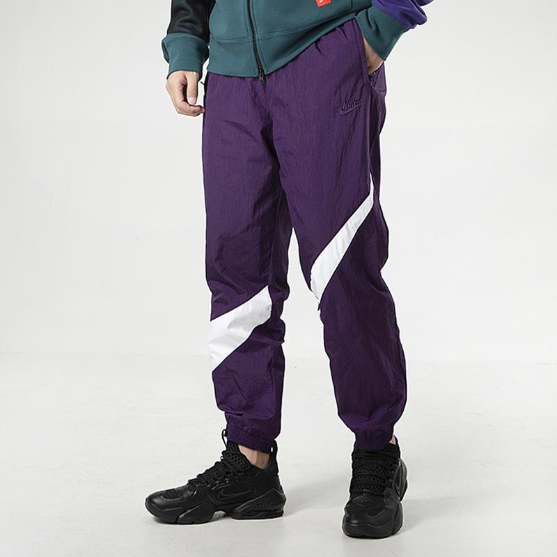 Nike Colorblock Logo Woven Joggers Men Bottoms Purple AR9895-525