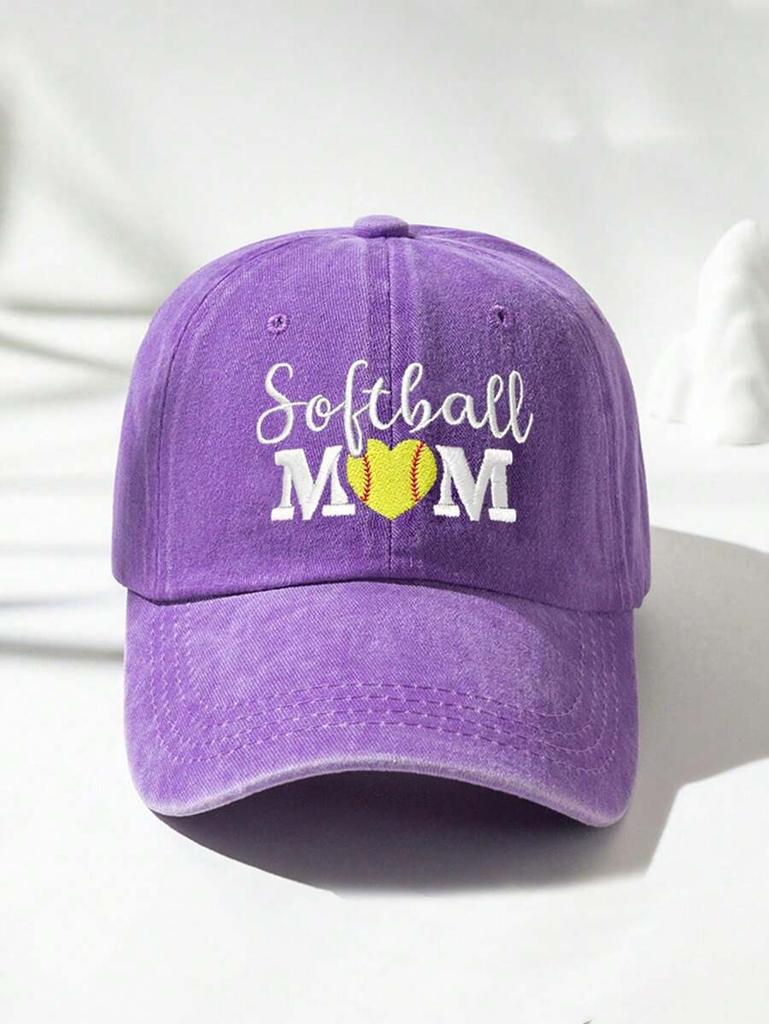 Embroidered Softball Mom Baseball Cap Adjustable Casual Sun Protection Hat