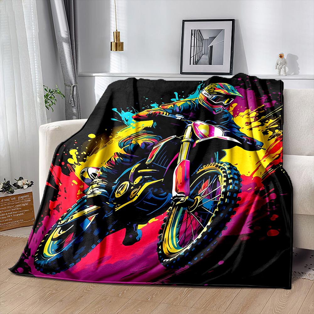 Motorcycle Lovers Gifts Multi Size Blanket for Boys Soft Warm Blanket for Couch Bed Office Surprise Gift for Husband and Son