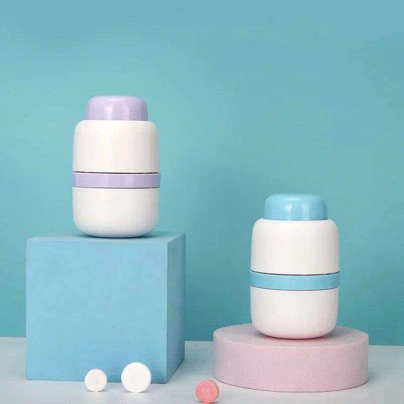 Tragbare Pillendose mit Cutter, schneidet kleine harte Pillen oder große Pillen in Viertel, Reise-Aufbewahrungsbox, Organizer