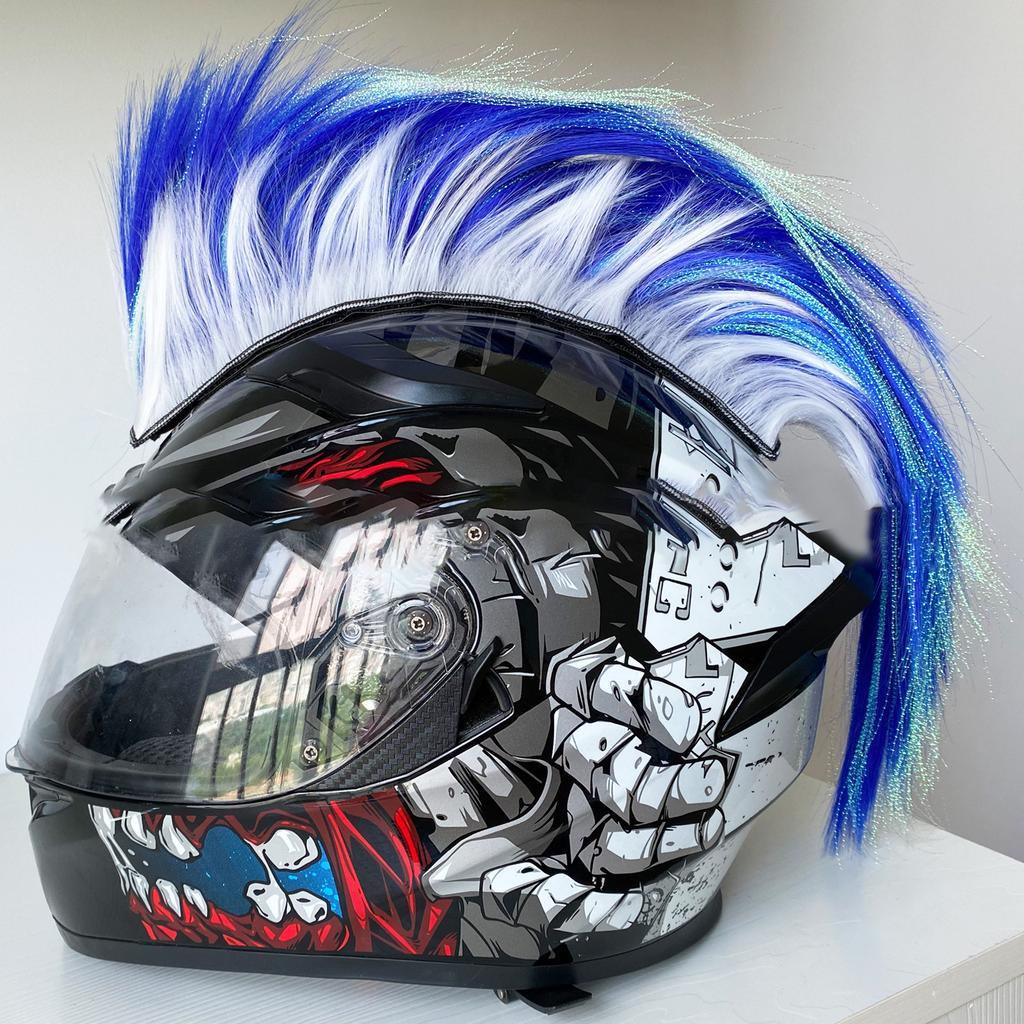 Perucă Cască Mohawk Decorații pentru Cască de Motocicletă Peruci Cockscomb Motocross Full Face Off Road Cască Decoratări Pastă pentru Autocolant de păr