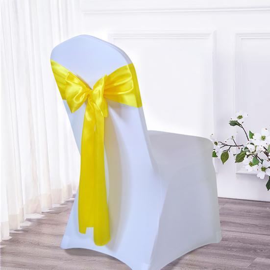 Elegantní mašle na opěradlo židle Prodyšný umělý hedvábí a satén Svatba Banket Stuhy na židle Party potřeby