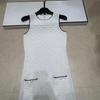 European Two-Pocket Round Neck Knit Vest Dress - Simple Summer Casual Style