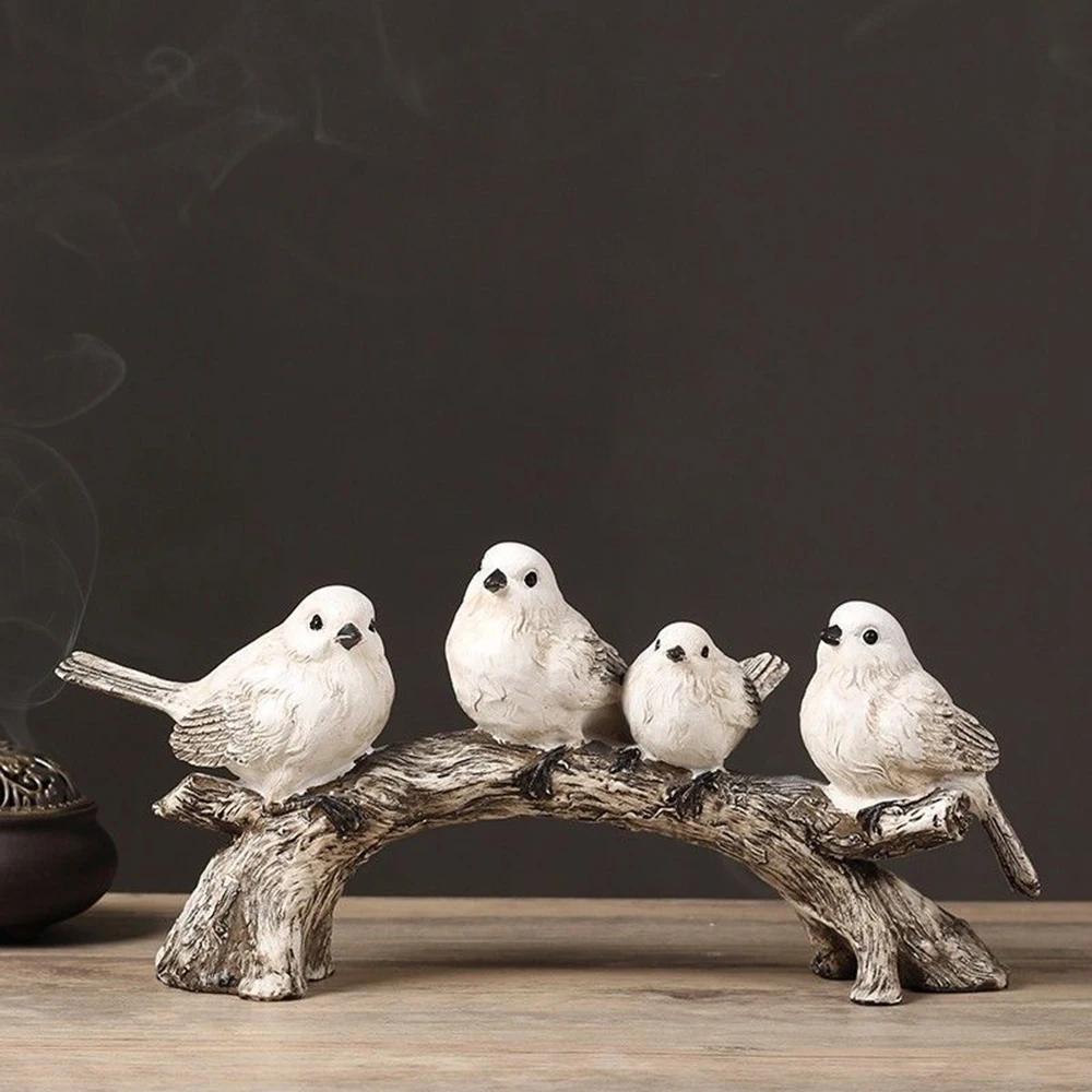 Creative Simulated Bird Figurine Standing on The Branch Home Living Room Desktop Craft Decoration Housewarming Gifts for Friends