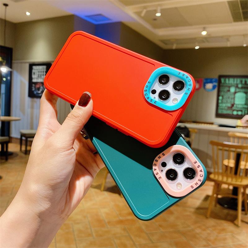 2 In 1 Lens Frame Silicone Phone Case For Iphone 13 12 11 14pro Max Xr Xs Max X 14pro 13 12 Shockproof Soft Candy Color Cover