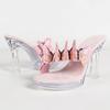 Pesstwei Fashion CRYSTAL Butterfly-kont Women Slippers Summer PVC Transparent High Heels Wedding Carnival Slide Shoes