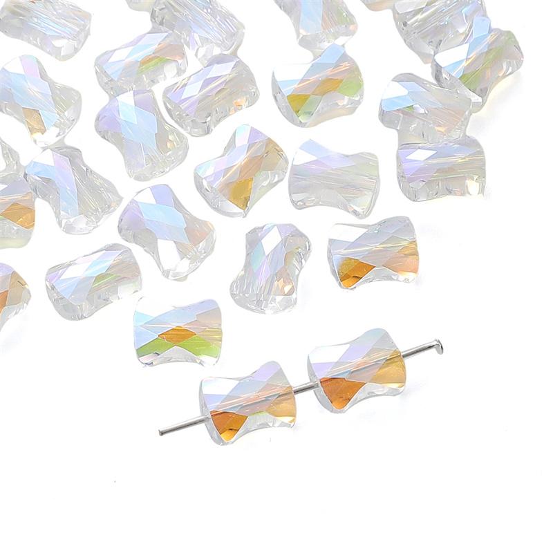 10Pcs Crystal Glass Beads Bow Loose Spacer Beads for Jewelry Making DIY Bracelet Necklace