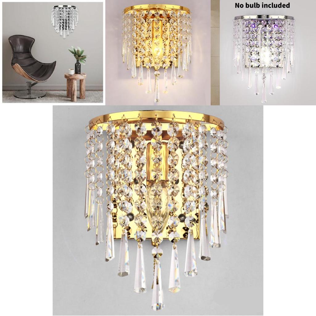 Modern Crystal Wall Light With Led Bulb For Bedroom Decor And Background Wall